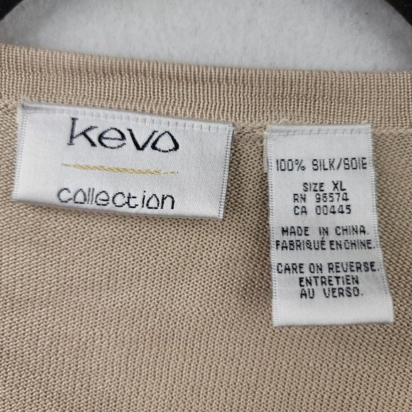 Kevo Collection Womens Silk Cardigan Size XL Beige Button-Up Deadstock - Picture 2 of 10
